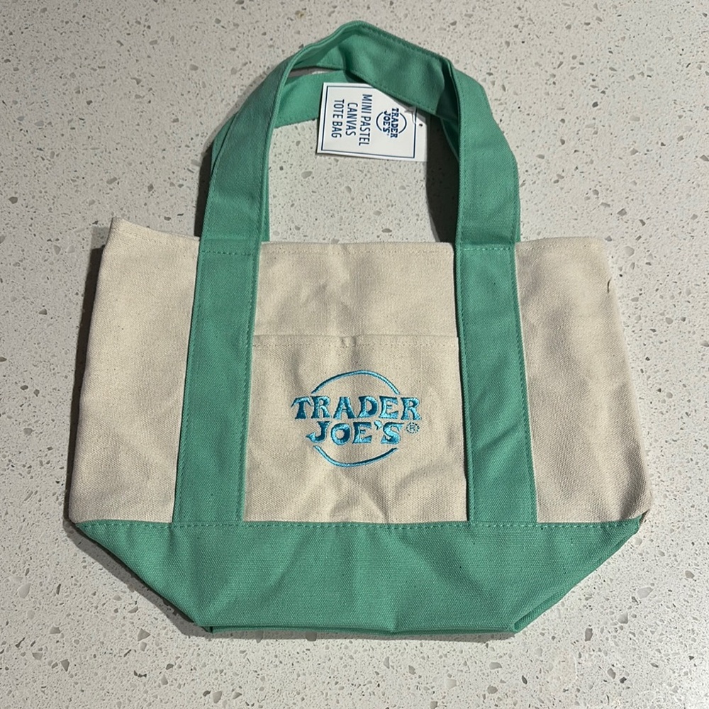 TRADER JOE’S MINI PASTEL CANVAS TOTE BAG NWT